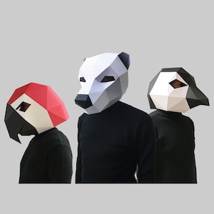 COMBO #9 Papiermasken Vorlage - Papiermaske, Vogel Maske, Papercraft Maske, Masken, 3D Low Poly Maske, 3D Papiermaske, Tier Papiermaske