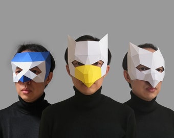 Combo #41 Eulen Adler Maskenschablone - Papiermaske, Papiermaske, Low Poly 3d Papiermaske, Papiermaskenschablone, Tiermaske Halloween
