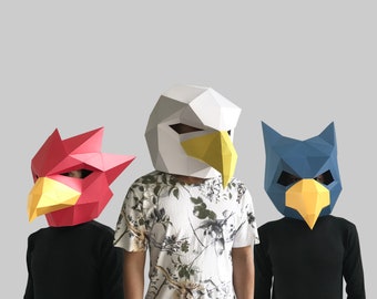 COMBO #11 paper mask template - paper mask, papercraft mask, masks, 3d mask, low poly mask, 3d paper mask, paper mask template, animal mask