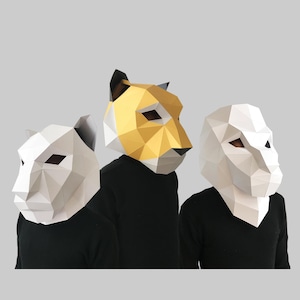 COMBO #35 paper mask template PDF - paper mask, papercraft mask, 3d mask, low poly mask, 3d paper mask template, animal mask halloween