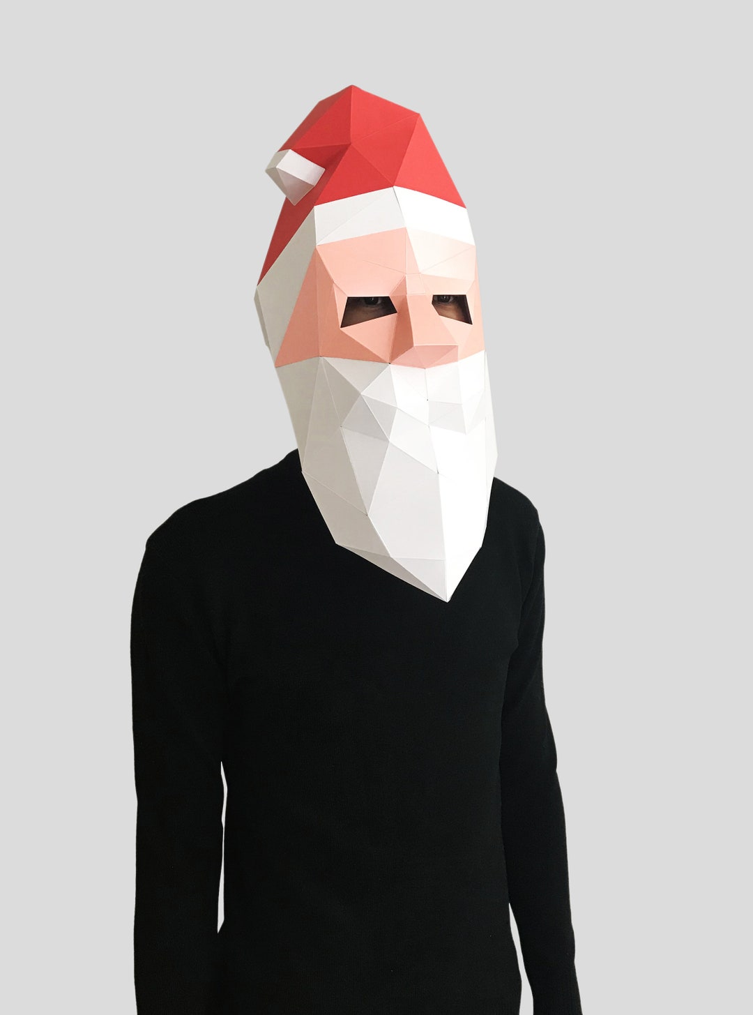 Santa Claus Mask Digital PDF - Low Poly Papercraft Mask Template - Etsy