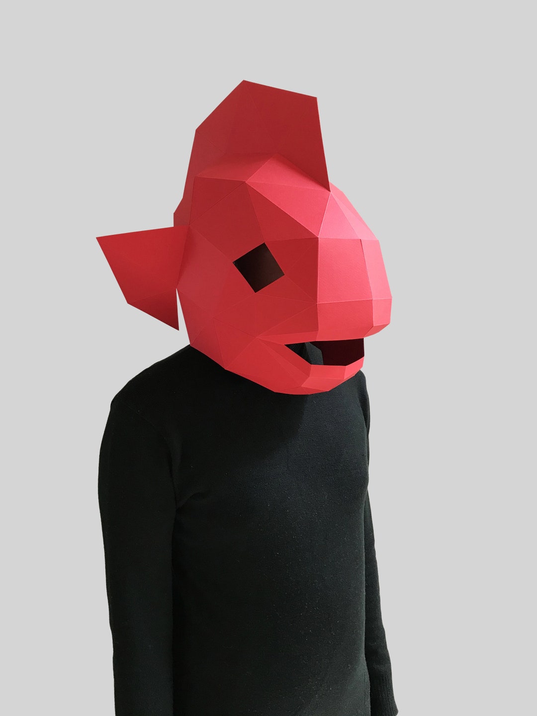 Fish Mask Template Paper Mask, Papercraft Mask, Masks, 3d Mask, Low