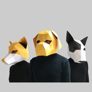 COMBO #17 paper mask template PDF - paper mask, papercraft mask, 3d mask, low poly mask, 3d paper mask, paper mask template, animal mask