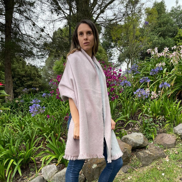 Luxury Reversible Alpaca Wool Shawl | Cozy Wrap Fashion Shawl Women's Accessories | Bridal Cover Up | Elegant Alpaca Shawl For Dress