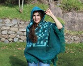 Boho Fringe Poncho Cozy Pullover Poncho Ethnic Andes Poncho Cute Alpaca Gift Woman Alpaca Apparel Hippie Alpaca Poncho