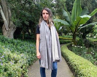 Elegant Reversible Artisan Alpaca Shawl Wrap: Soft And Cozy Fashion Accessories, Christmas Gifts