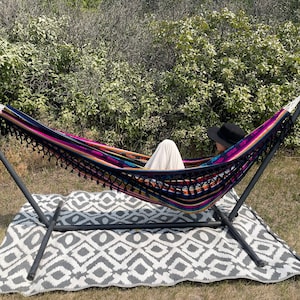 Comfy Ethnic Print Summer Boho Hammock | Relaxing Backyard Oasis Patio Porch Decor | Pool Side Decor Vacation Home Hammock