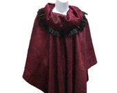 Cozy Alpaca Poncho Rich Red Poncho Warm Wool Poncho Soft Alpaca Clothing Elegant Woman 39 s Poncho Boho Fringe Poncho