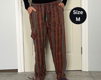 Lightweight Rasta Ecuadorian Boho Pants | Hippie Loungewear | Bohemian Clothing Packable Travel Pants | Breathable Trousers