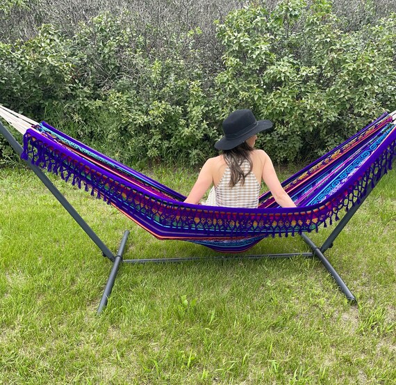 Relaxing Boho Stand Hammock Deck Backyard Furniture Ethnic