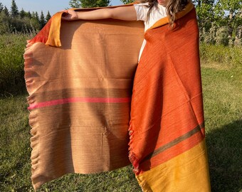 Bohemian Chic Colorful Alpaca Blanket | Andean Home Accessories Or Cute Alpaca Gift | Double Sided Travel Fringe Throw Blanket