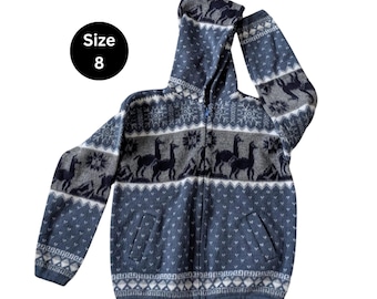 Cozy Boho Kids Alpaca Hoodie | Zip Up Children's Hooded Sweater