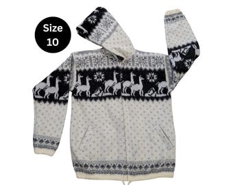 Soft White Kids Alpaca Hooded Sweater | Zip Up Children's Outerwear