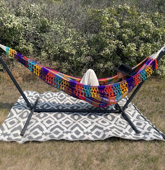 キャンプハンモック - ポータブル アウトドア 2人用 寝るハンモック