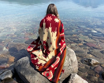 Reversible Southwestern Alpaca Blend Blanket: Boho Ethnic Home Decor & Bedding