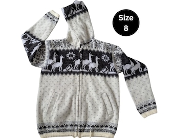 Soft Zip Up Kids Alpaca Hoodie | Boho Cozy Kids Hooded Sweater