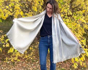 Châle de luxe réversible en fibre d'alpaga | Mode Écharpe Femme | Jolie mode en alpaga | Châle élégant automne-hiver | Cadeau artisanal d'alpaga