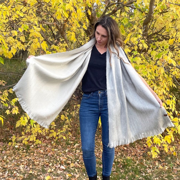 Châle de luxe réversible en fibre d'alpaga | Mode Écharpe Femme | Jolie mode en alpaga | Châle élégant automne-hiver | Cadeau artisanal d'alpaga