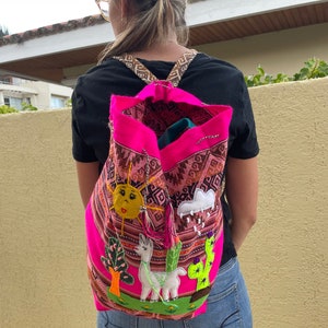 Joli sac à dos bohème rustique | Sac à dos de tous les jours pour filles hippies | tissé artisanal équatorien | Sac à dos design en alpaga | Cadeau d'accessoires