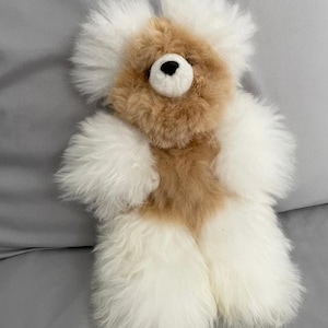 Cute Fluffy Alpaca Fiber Teddy Bear | Artisan Alpaca Bear Toy | Soft Alpaca Fur Stuffed Animal