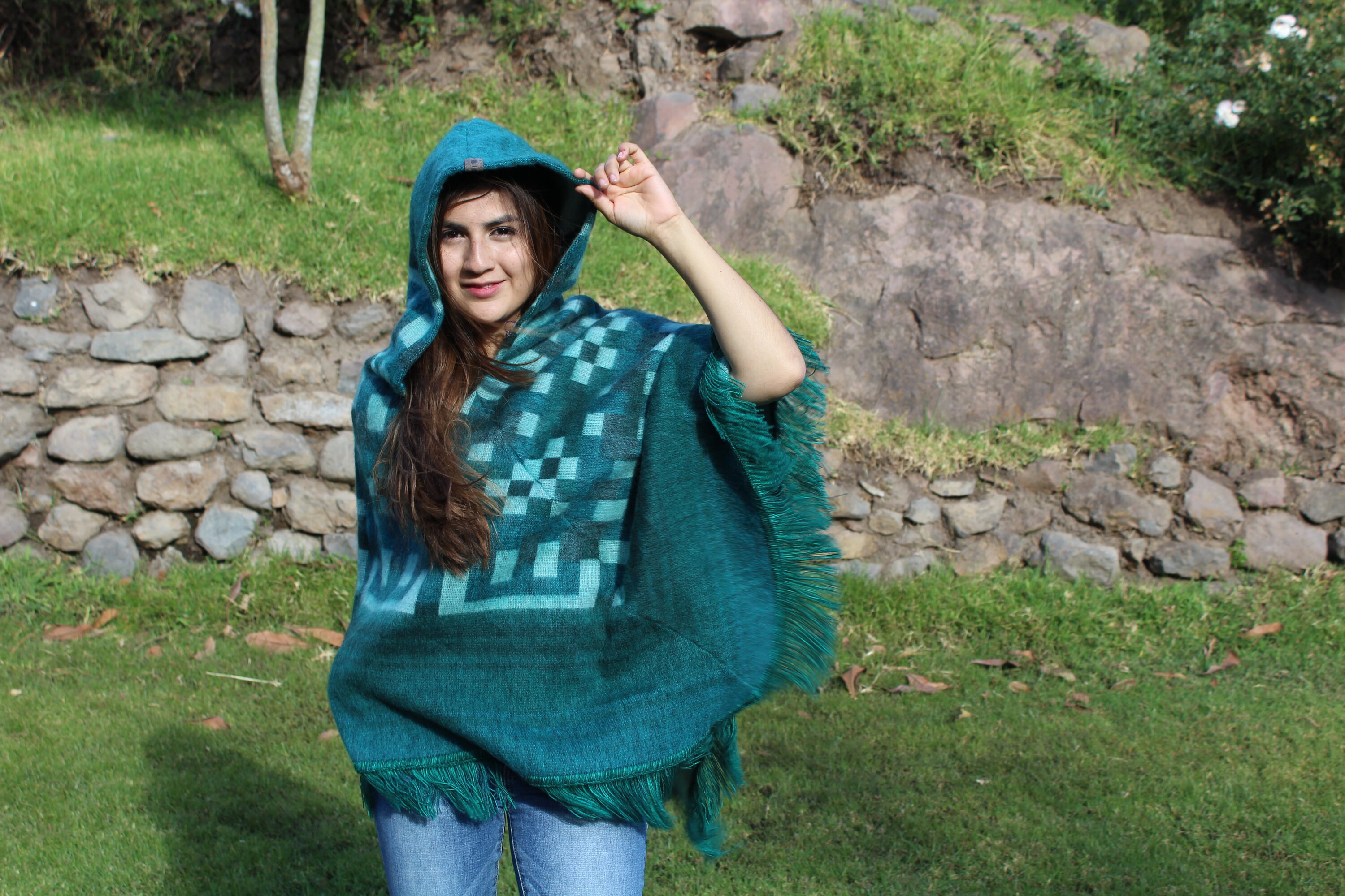 Boho Fringe Cozy Pullover Poncho | Ethnic Andes Poncho | Cute Alpaca Fashion Gift | Woman Alpaca Apparel | Warm Hippie Alpaca Poncho
