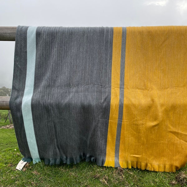 Bright Cozy Reversible Alpaca Throw | Woven Sofa Blanket | Fringe Artisan Throw | Artisan Otavalo Textiles | Boho Luxury Home Style