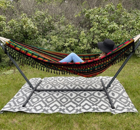 Hippie Rasta Outdoor Hammock Summer Backyard Home Gift Comfy Tree Stand Hammock Festival Gear Accessories Bohemian Decor Etsy