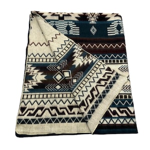 Andean Western Two Sided Alpaca Blanket | Large Cozy Sofa Blanket | Soft Ecuador Alpaca Textiles