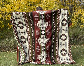Boho Ethnic Alpaca Blanket | Reversible Alpaca Blanket | Tribal Home Decor | Native Style Comforter | Cozy Home Gifts | Heavy Bedspread