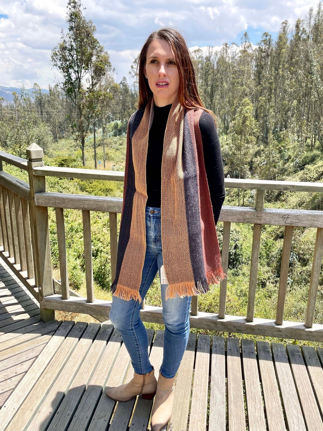 Scarf Sciarpe Mara Carol Fishbone Maxi Scarf With Synthetic Fur