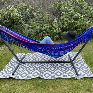 Relaxing Backyard Tree Cotton Durable Hammock For Stand | Boho Beach House Decor | First Home Gift Tribal Home Accessories