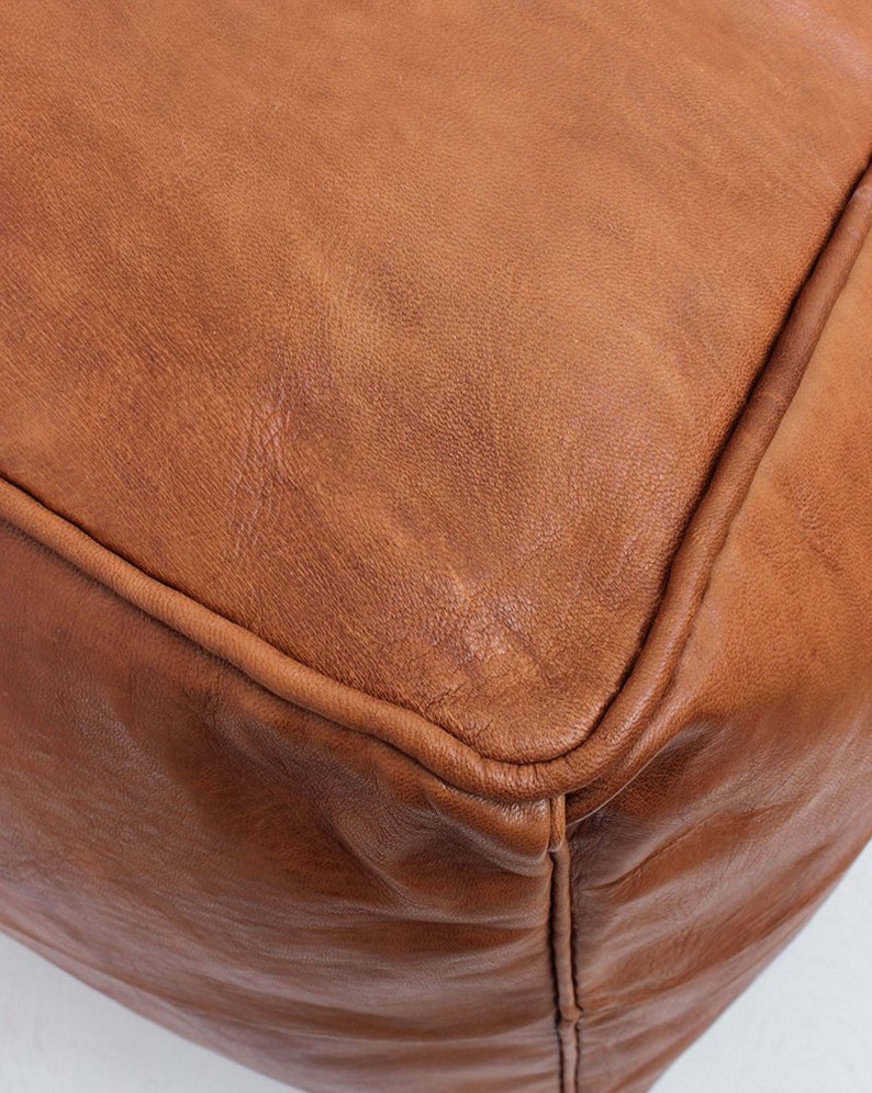 Light Tan Color Poufs Footstool Moroccan square pouf Handmade Pouf leather Genuine Leather Ottoman pouffe Unstuffed
