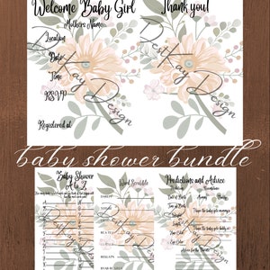 Digital or Printable Floral Baby Shower Invitation and Games