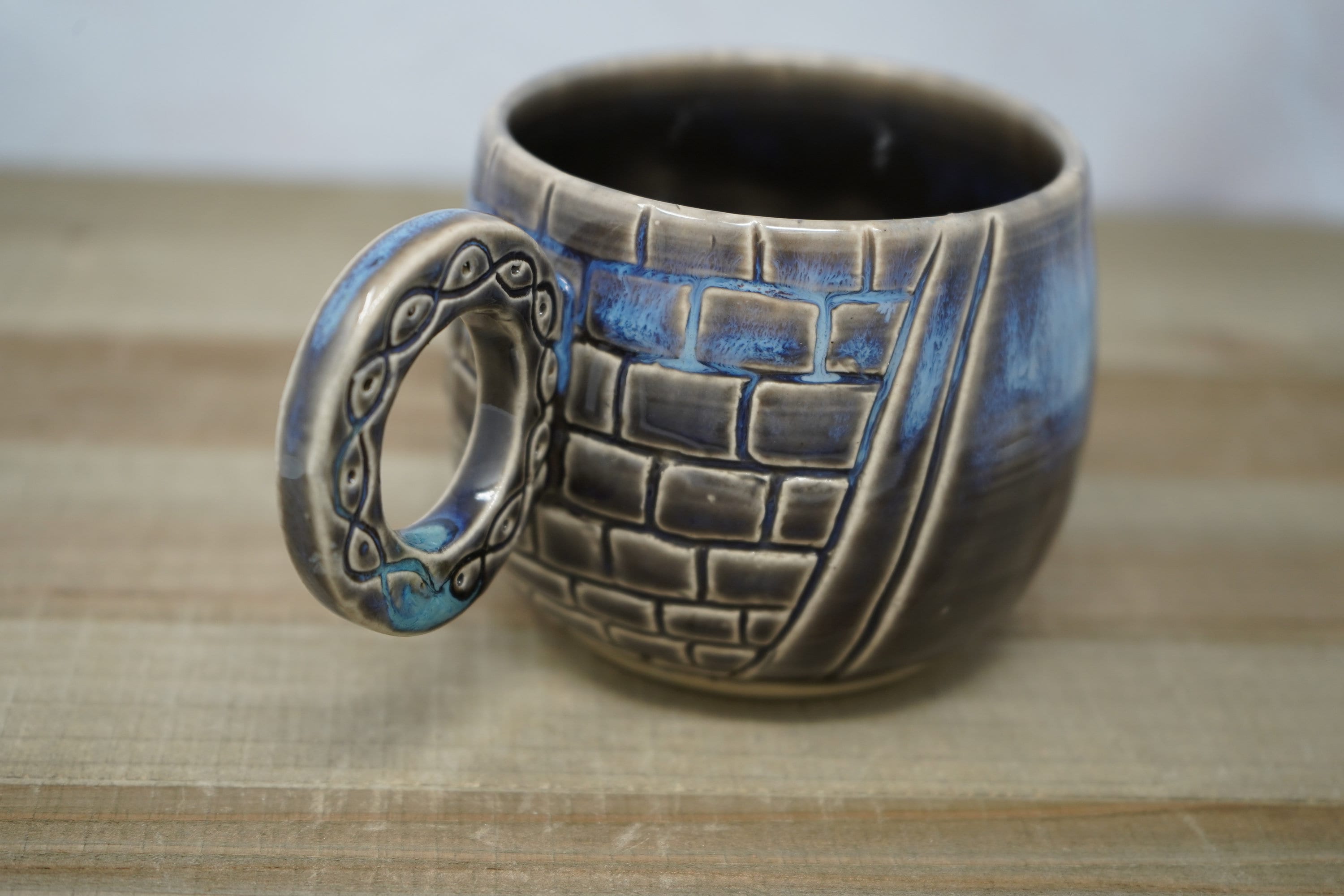 Handmade ceramic ball court 11oz mug