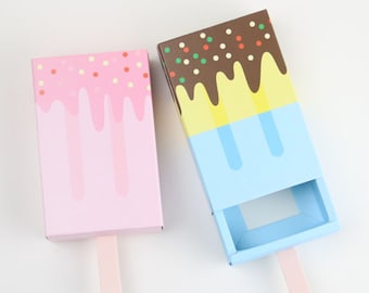 Bonbons en forme de crème glacée - Boîtes à pops crèmes glacées - Coffrets cadeaux - Bonbonnières pour baby shower - Boîtes à friandises - Boîtes de bonbons pour anniversaire