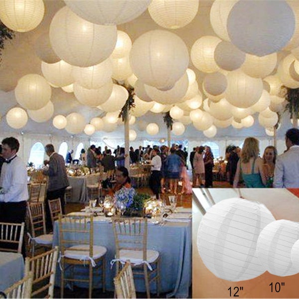 36pcs Paper Lanterns with Led Set-Mixed size round paper lantern lamp shade-Led light with battery-DIY craft decoration wedding party supply