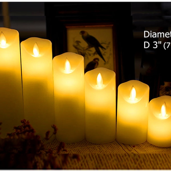 Flameless Led pillar Candle Lights-Warm White Flickering candle-Battery operated real wax fake candles diameter 3" -Dinner Table Centerpiece