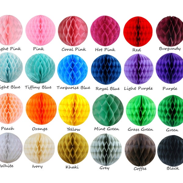 Honeycomb balls/24 colors Round Tissue Paper Honeycomb Ball,4" 6" 8" 10" 12" for wedding decorations,Baby shower ,bridal shower party decor