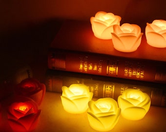 Rose shaped Battery Operated Led Tealight-Flameless tealights with Flickering-Fake tea candle realistic for party decor