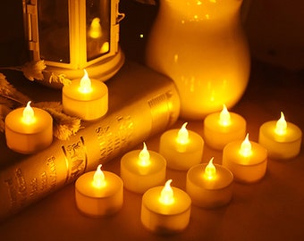 10 pezzi a batteria Led Tealight-Flameless luci da tè con lampadine tremolanti in calda candela da tè bianca-finta realistica per l'arredamento della festa