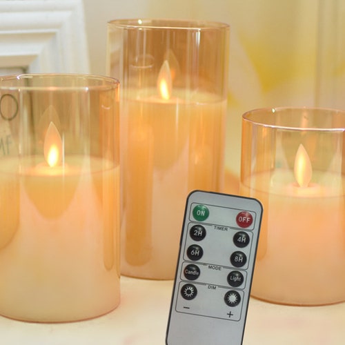 Flameless Candles Flickering LED Candles Real Wax /pillar Etsy