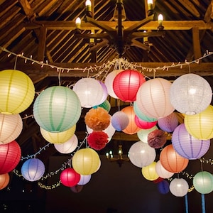 Paper lantern, Round  Chinese Paper Lanterns with colored tissue paper,hanging lanterns for wedding party,baby bridal shower,home docoration