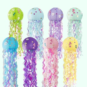 Mermaid Jellyfish Paper Lanterns with tassel- Little Mermaid Theme party-Mermaid Birthday Party, Under The Sea Party-Mermaid Baby Shower