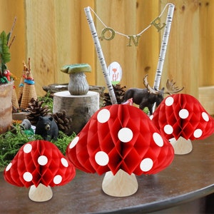 Mushroom Honeycomb balls-Mushroom Paper balls for party home decor-Kindergarden classroom holiday party supplies-Mushroom party decorations