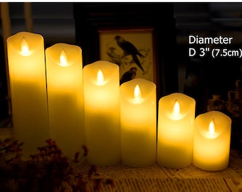 Flameless Led pillar Candle Lights-Warm White Flickering candle-Battery operated real wax fake candles diameter 3" -Dinner Table Centerpiece