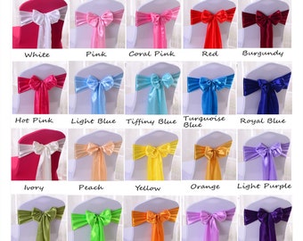 Satin Chair Bow Sashes- 6.6" * 108" ,choose your color