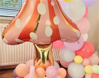 Mushroom balloon-Fairy Birthday Party Balloon-Fairy Mushroom Foil balloon-Fairy party decor-Woodland theme party-Toadstool party decorations