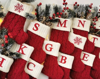 Christmas stockings with embroidered letters from A to Z,