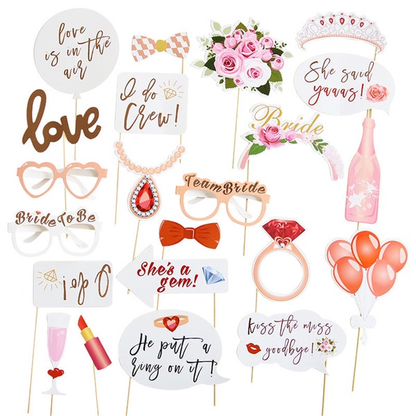 23 pcs Bridal Shower photo props-Bachelorette party photo props-Bridal Shower party decorations-Bride to be photo props