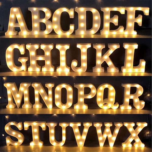 22cm Alphabet Buchstaben LED Lichter-Batteriebetriebene LED Briefleuchten-Fee LED Lichter für Hochzeit Geburtstag Party Kulisse Dekoration
